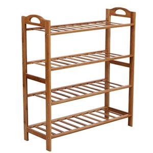 Natural Bamboo Shoe Shelf 4 Tier , Bamboo Shoe Organizer For Small Space