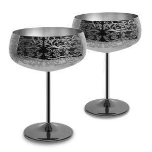 Cheap 14 Oz Etching Martini Cocktail Glasses Black Plated Stainless  Steel for sale