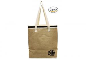Cheap Natural Jute Cooler Tote Bag Small Insulated Tote Bags With Cotton Twill Handles for sale