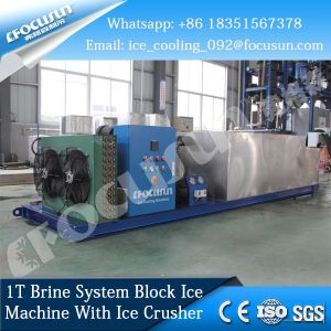 Brine System Block Ice Machine 1 Ton/Day With Ice Crusher And Water Cooling
