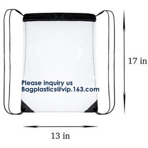 Custom Made PVC Transparent Drawstring Bag For Sports Cloth,Sport Promotional
