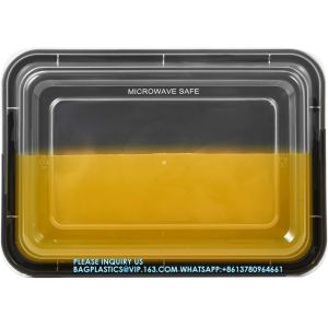 28 Oz 1 Compartment Black Rectangular Reusable To Go Lunch Prepping Boxes BPA