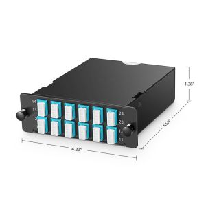 2 MTP To 12 Lc Connector Patch Panel 24 Fibers OM4 Multimode Type A