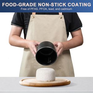 Mini Rice Cooker 2.5 Cups Uncooked, Healthy Ceramic Coating Portable Rice Cooker