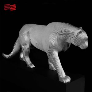 Regional Feature Europe Artistic Installation with Life-size Bronze Leopard