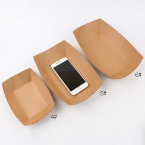 Fast Food French Fry Containers Kraft Paper Boat Serving To Go Containers
