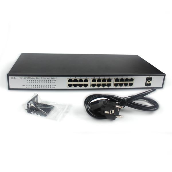 Quality Gigabit Ethernet Fiber Switch 24 RJ45 2 SFP Fiber Optic Port wholesale