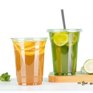 16oz Custom Disposable Plastic Cups With Dome Lids With Hole PP Odorless