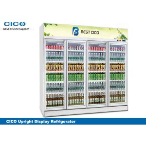Full Glass Tall Upright Display Refrigerator , 4 Door Upright Fridge
