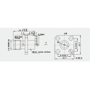 SMA Female Brass Aerospace Grade RF Coaxial Connector with Metal Convex Surface
