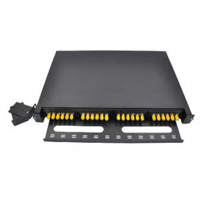 China Black ODF Patch Panel Simplex 24F 24 Port ST Fiber Patch Panel Face Plate 6 Slot on sale