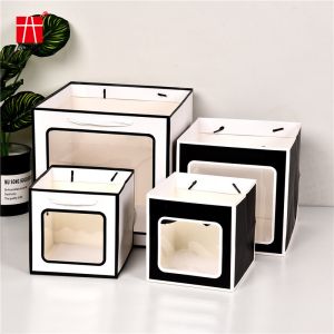 Custom Printed Black White Luxury Shopping Gift Paper Bag With Handle