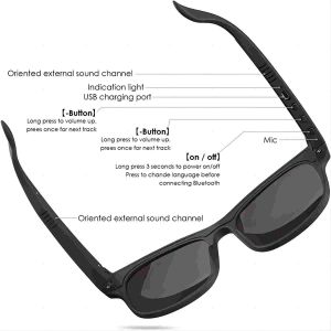 Smart Wireless Bluetooth Sunglasses Open Ear Music Hands Free Calling Waterproof