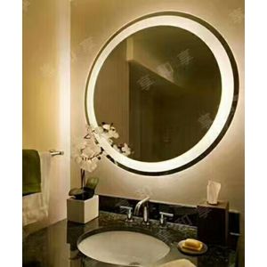 3000K Or 6000K Wall Mounted LED Strip Mirror / Round Oval Vanity Mirror With
