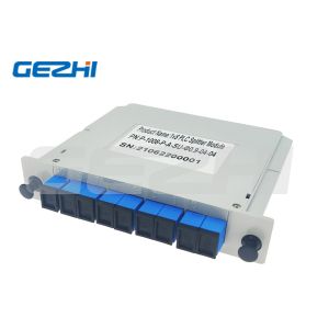 Customized 1x8 Cassette Optical Fiber Splitter SC UPC Connectors For GEPON