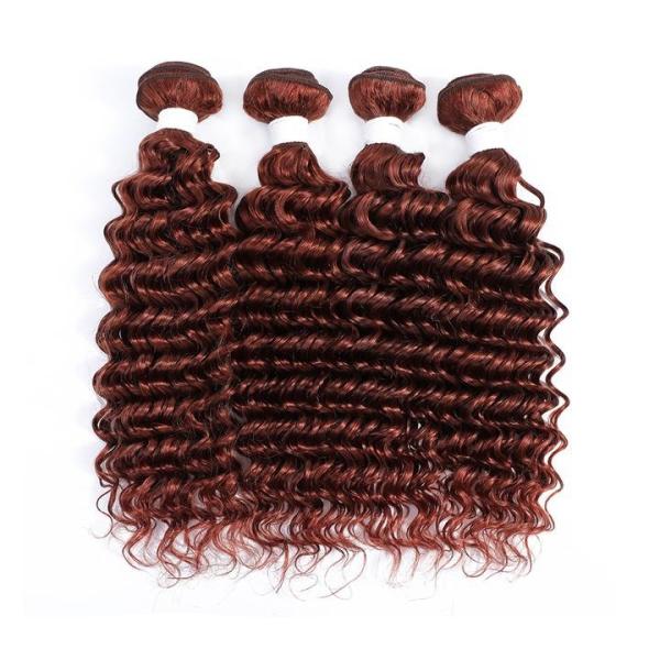 #33 Dark Auburn Deep Wave Remy Human Hair Bundles Sew In Weave Bundles Brazilian Bundle Deals