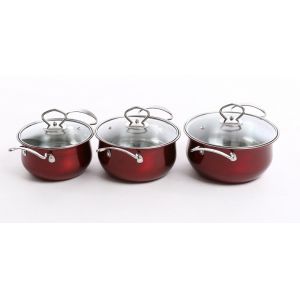 hot selling 6pcs cookware set with red color &16/18/20cm cooking pot &16cm/18cm