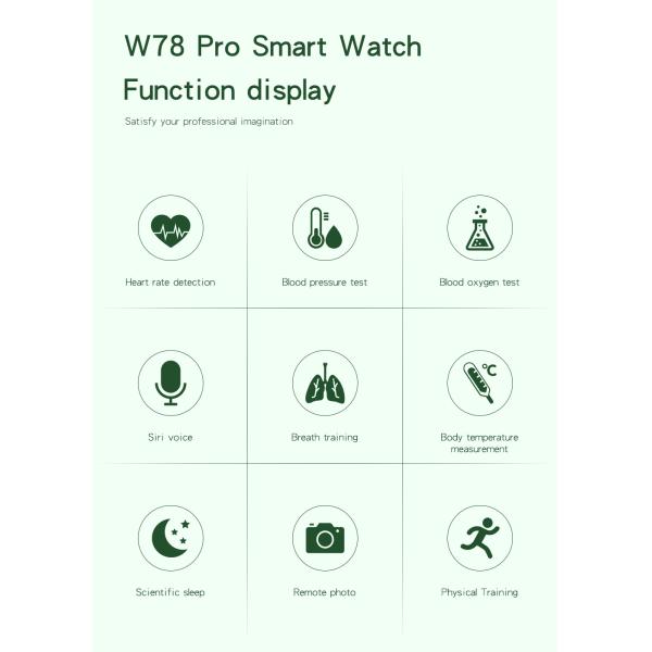 1.75 Inch IP67 Waterproof Bluetooth Calling Smartwatch W78 Pro 170mAh