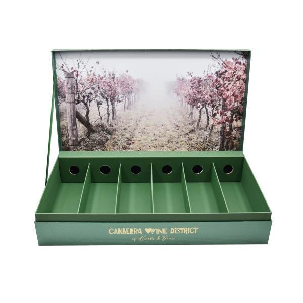 Green Customizable 6 Bottles Cardboard Wine Gift Box Matte Lamination