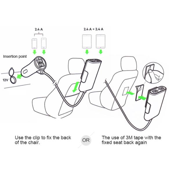 Micro 4 Port Wireless Car Charger , Wireless Dual Usb Car Charger For Mobiles