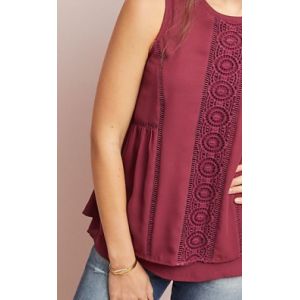 Women Red Sleeveless Top with Back zip
