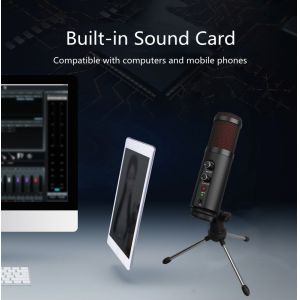 GESTTON USB C Condenser Microphone With Sound Card High Sensitivity