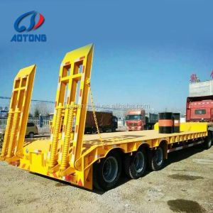 Transport Excavator with Hydraulic Gooseneck 80Tons 4 Axles Low Bed Trailer and