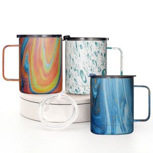 304 SS Double Wall Insulated Travel Mugs Cup With Handle 14 Oz