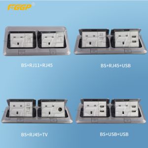 OEM Aluminum Pop Up Duplex Floor Socket Box With Data Rj45