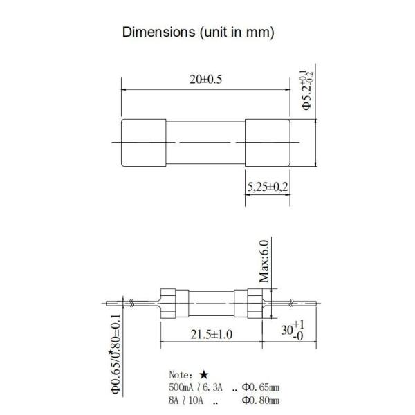250V 300V 1.25A 2.5A 6.3A Miniature Cartridge Fuse Fast Acting Ceramic Fuse 5x20mm