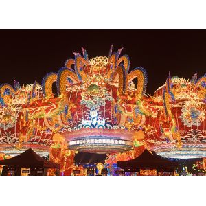 Cheap Interactive Colorful Chinese Style Lantern Display Outdoor Handmade Steel Frame for sale