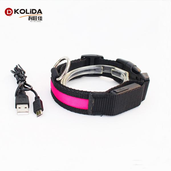 Quality Eco - Friendly LED Dog Collar Rechargeable Three Flash Mode Nylon wholesale