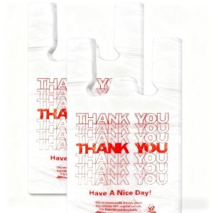 China Recyclable T-Shirt Plastic Shopping Takeaway Bags with Handles on sale