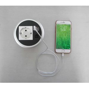 Smart Round Desktop Power Grommet Socket With 2 US Power Socket 2 Usb Charging
