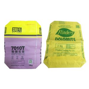 Custom Printing Block Bottom PP Recycled Cement Bags / Woven Polypropylene Bags