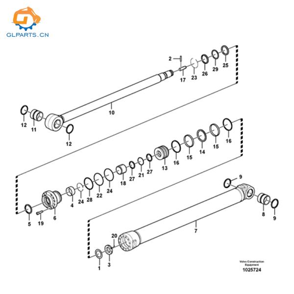 VOE14572137 14572137 14523673 14559350 Hydraulic Bucket Cylinder For Volvo EC460B EC460 Excavator Hydraulic