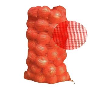 China ISO Certified Food Grade Plastic Tubular Onion Leno Net Raschel Firewood Bag with Drawstring on sale