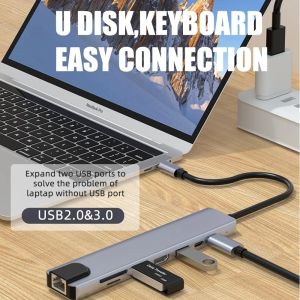 3840*2160 30HZ 8 In 1 USB C HUBs For Macbook Pro PD Charge 8 Ports Dock Station