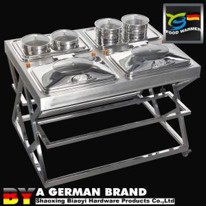 SS 304 Food Service Trolley Mobile Buffet Stations With 4 Electric Heating Chafing Dishes Set