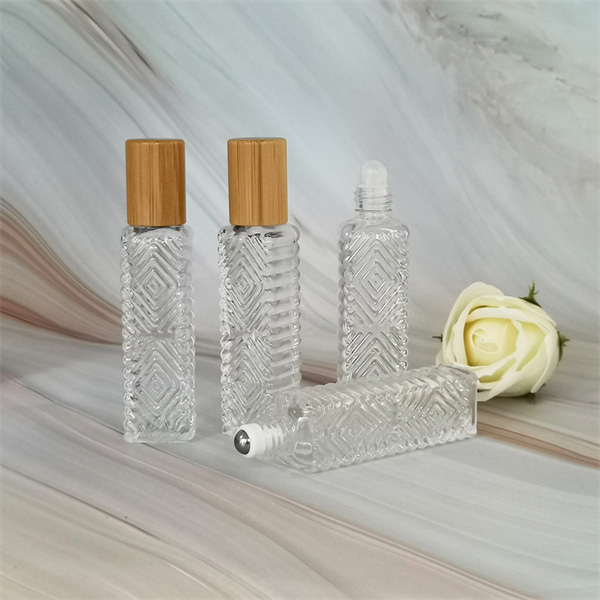 Essential Oil Glass Roll On Bottle Square Vials With Bamboo Cap