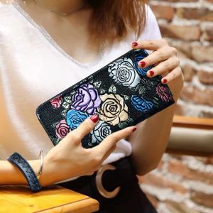 Designer Ladies Wallet in Long PU Leather with Custom Print and Fashionable