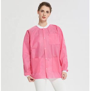 S&J 3-layers breathable SMS material anti-static lab coat hospital ladys pink
