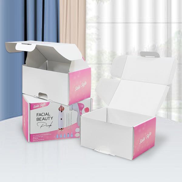 Pink Recyclable Flat Pack Packaging Boxes For Electric Cleansing Tool Kit