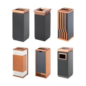 Hotel Lobby Stainless Steel Trash Can with Ashtray Hotel Elevator Corridor