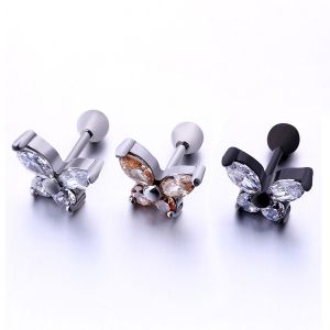 New design korea style butterfly zircon stud earrings for girls