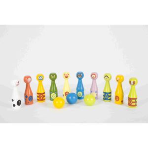 Kids Bowling Set Toddler Wooden Toys With 10 Different Animals Pins And 3 Color
