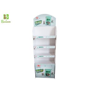 4 Tier Recycle Cardboard Display Bins , POS Retail Floor Display Shelves