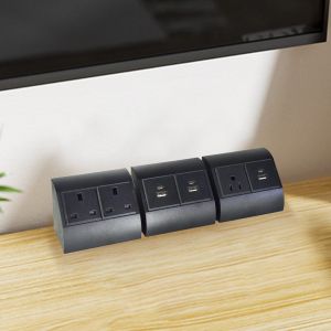 Office & Home Desk Corner UK Socket with 2 Outlets for Multiple Devices