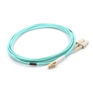 China 10 Feet OM4 Fiber Optic Patch Cable ST To LC Duplex Plenum Armored PVC Material on sale