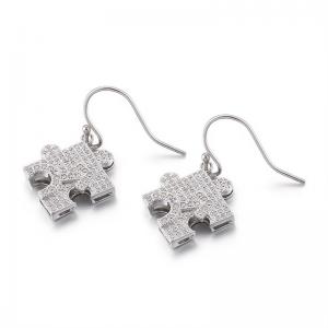 China Girls 925 Silver CZ Earrings 4.33g Puzzle Piece Stud Earrings on sale